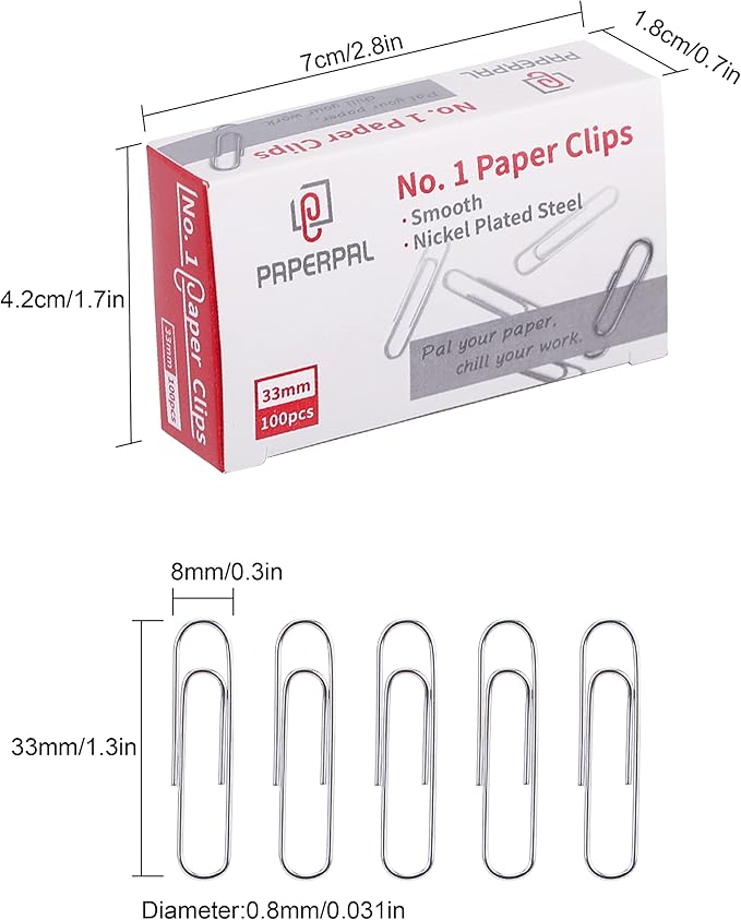 PAPERPAL Paperclips for Office School & Personal Use, #1 Smooth Paper Clip - Image 2
