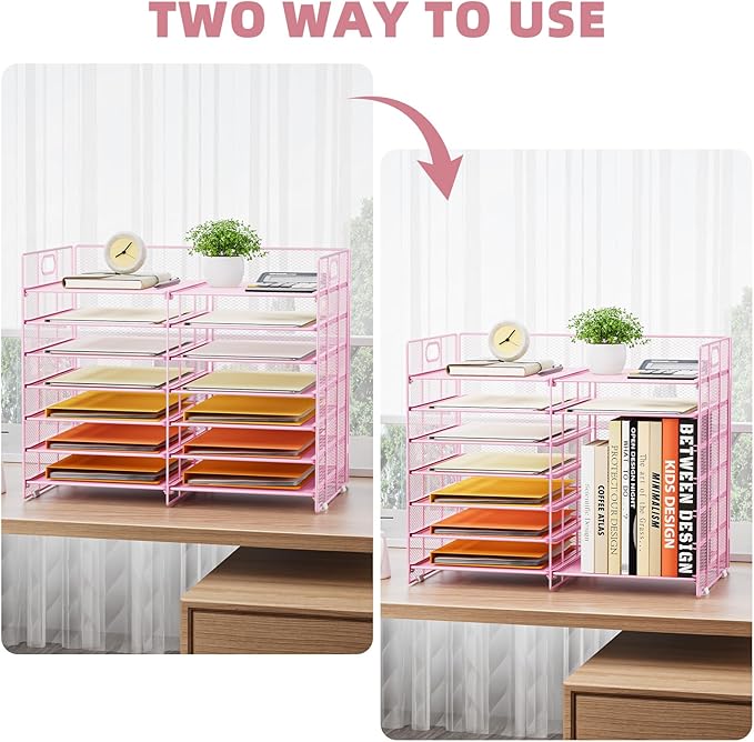 Marbrasse Desktop Literature Organizer, 12 Compartments Mesh Paper Organizer - Image 5