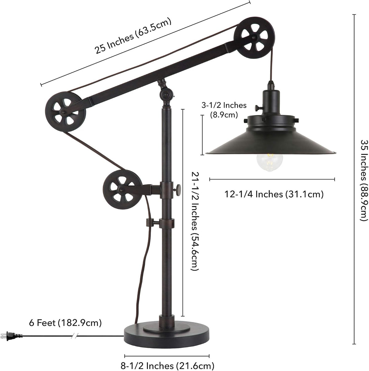 Henn&Hart 29" Modern 1-Light Table Lamp, Black