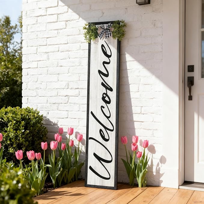 Double-sided Welcome to Our Home Wooden Sign Stand - Image 6