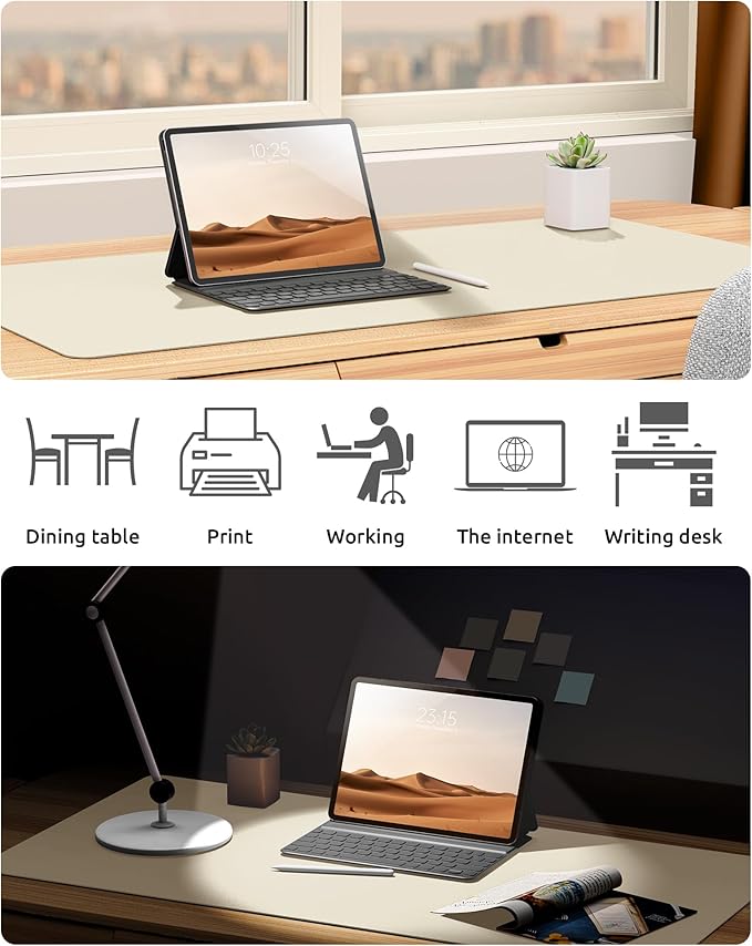 YSAGi Leather Desk Pad Protector, Office Desk Mat, Large Mouse Pad, Non-Slip PU - Image 6