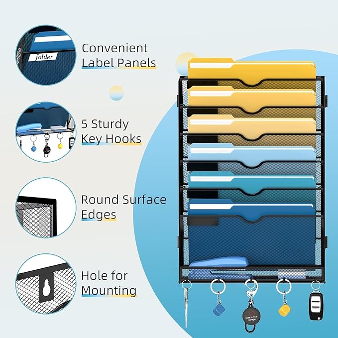 SUPEASY 7-Tier Wall File Holder Organizer - Image 4