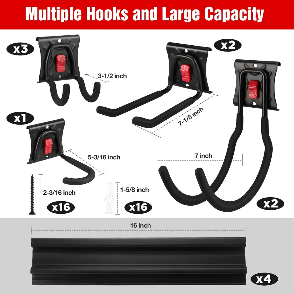 workpro 64" garage tool organizer wall mount with showing dimensions