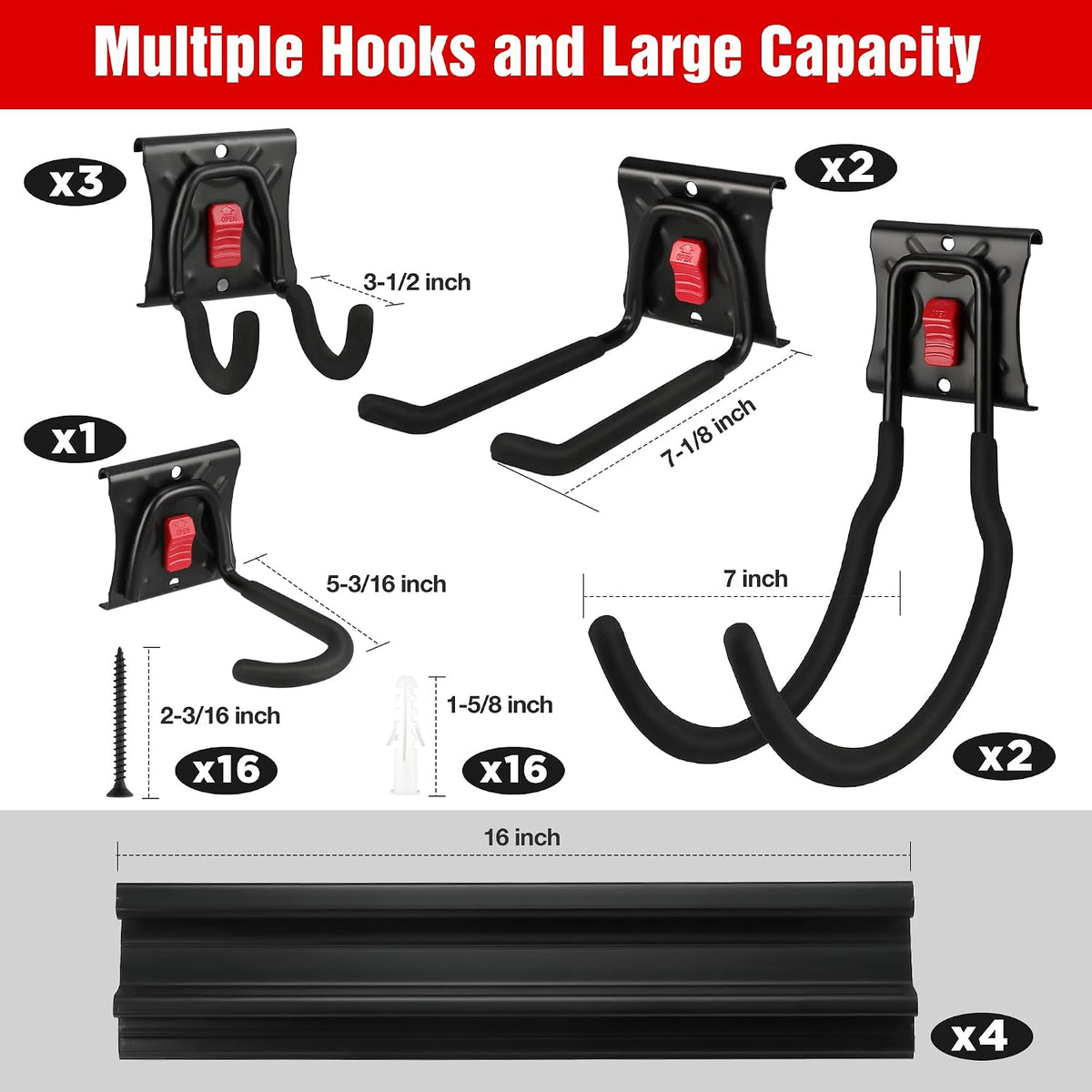 workpro 64" garage tool organizer wall mount with showing dimensions