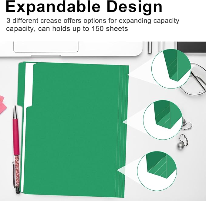 File Folder, RAZCC 100 Pack 1/3 Cut Tab File Folders Letter Size, Colored - Image 5