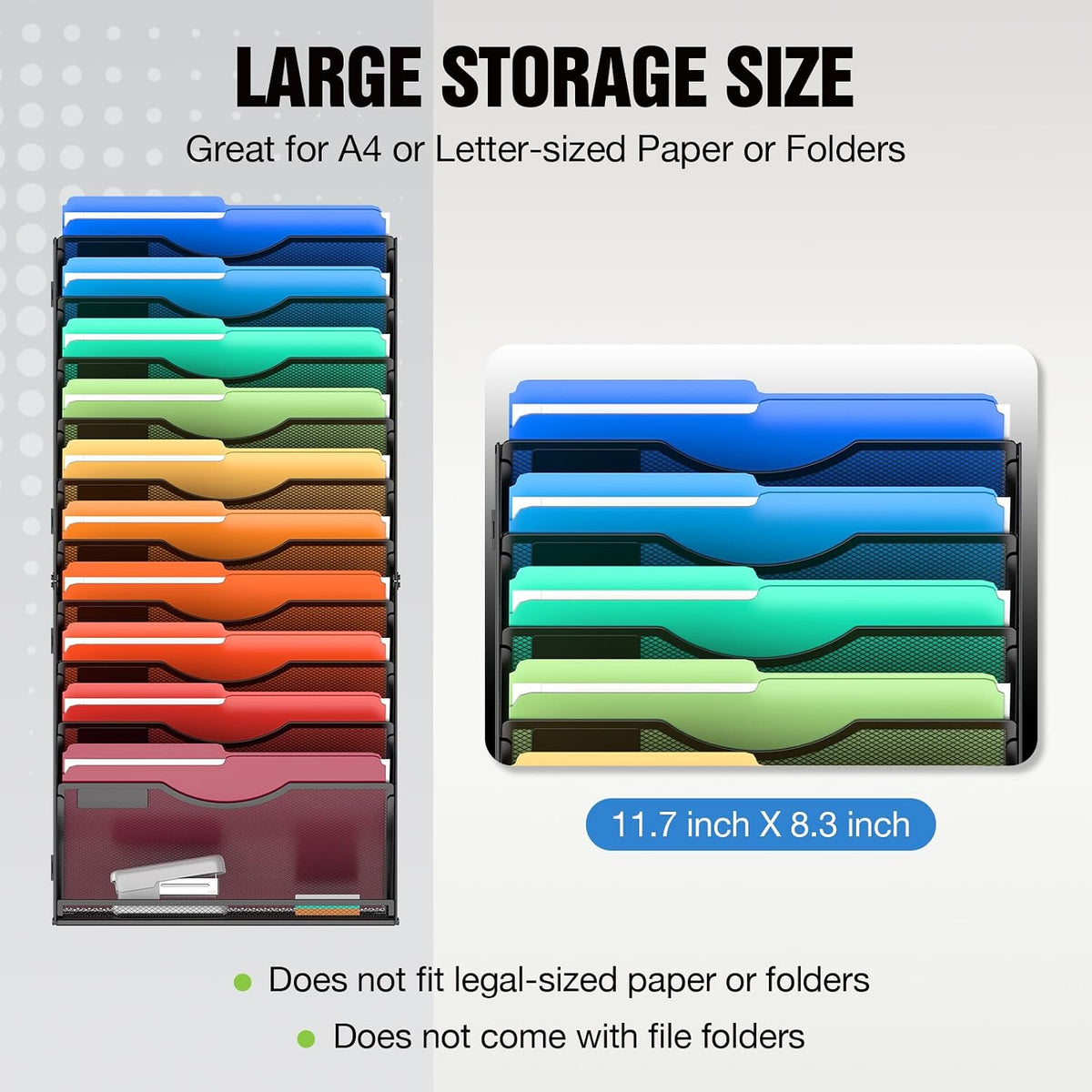 MINDEPOT 11 Tier Wall File Holder Hanging Wall Mount Paper File Organizer for...