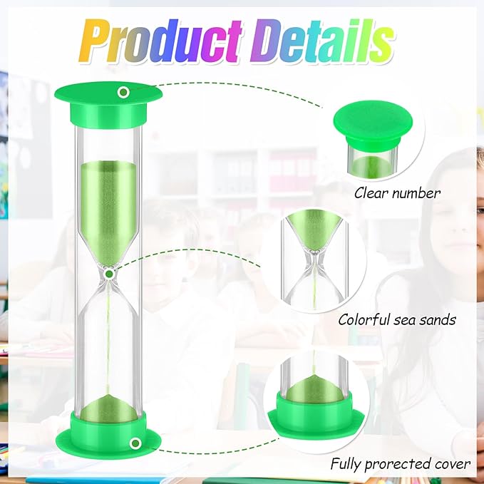 96 Pcs Back to School 5 Minute Sand Timer Bulk Colored Plastic Mini Multicolor - Image 3