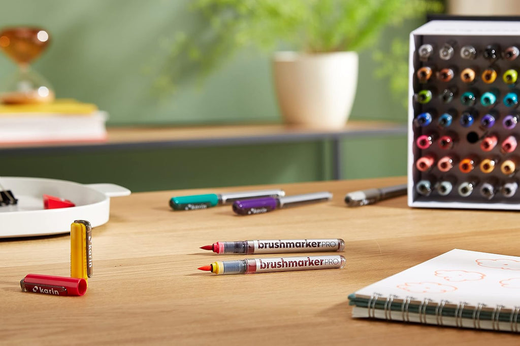 karin brushmarker pro 63pc mega box brush tip shown in use