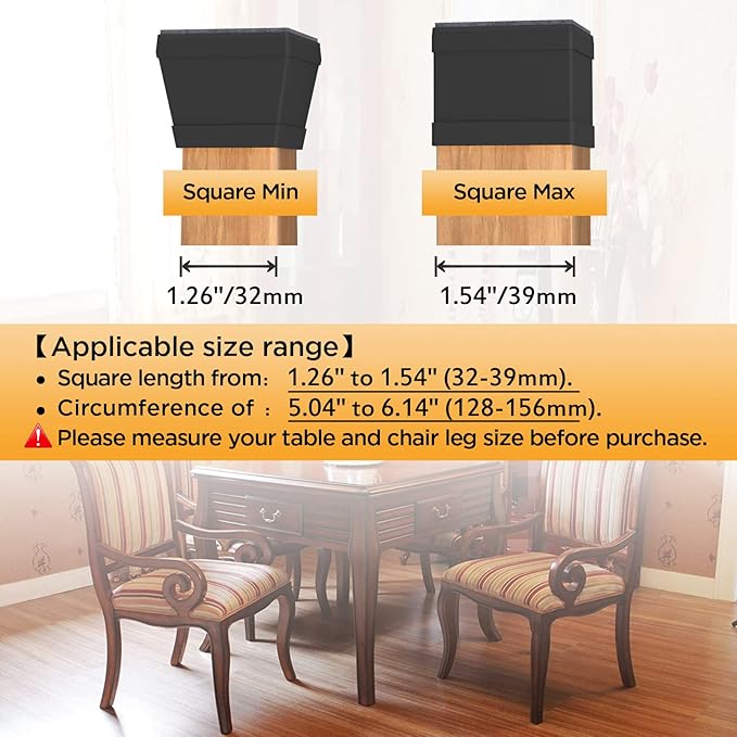 16 PCS Square Chair Leg Floor Protector, Silicone Chair Leg Cover, Furniture - Image 2