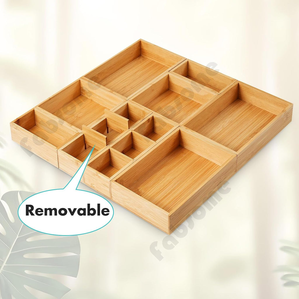 fabsome drawer organizer, set of 9 bamboo wood, view 9