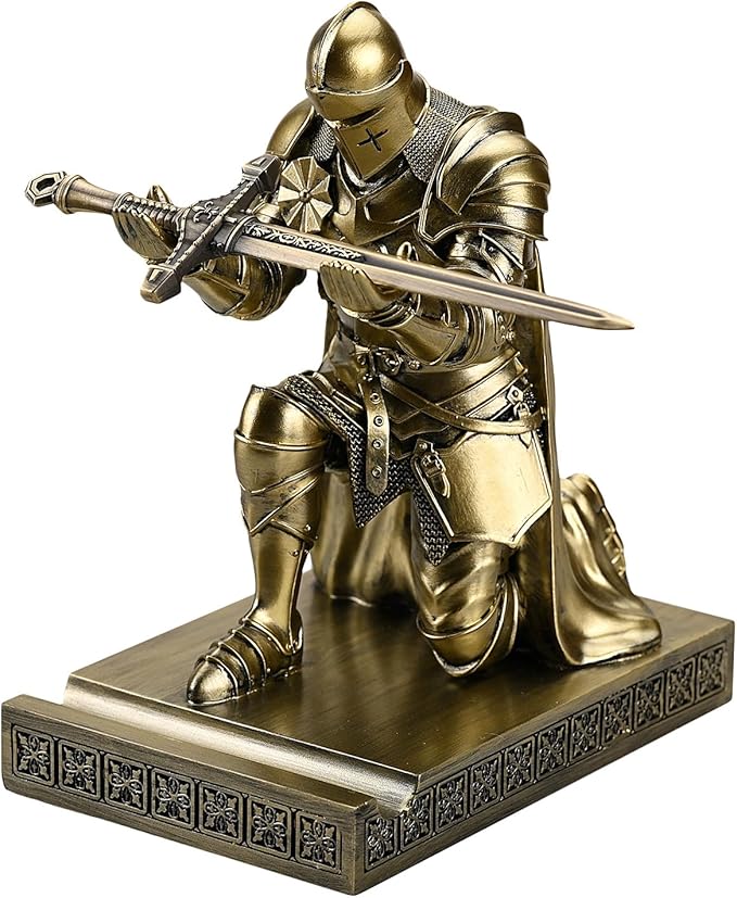 Amoysanli Medieval Armored Warrior Wearing Outerwear, Mobile Phone Stand Knight by Amoysanli