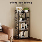 Homeiju Grey Bookshelf, 4 Tier Small Bookcase - Image 5