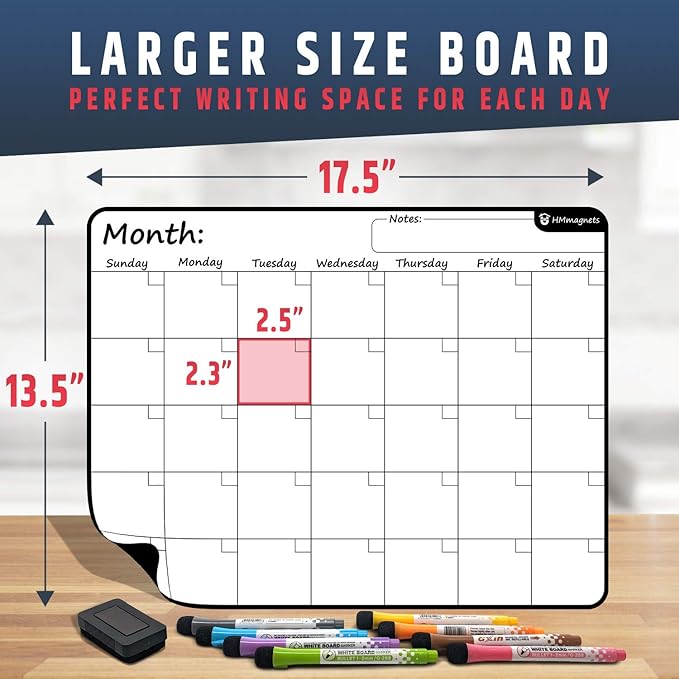 Large Dry-Erase Magnetic Monthly Calendar + Free Bonus: 3 Grocery/to-Do List - Image 3
