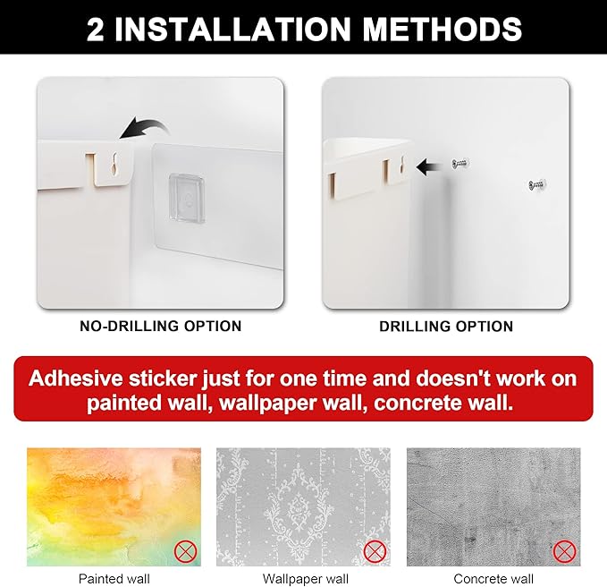 YOHOM No Drilling File Holder Wall Mails Magazines Organizer Adhesive Door Mount - Image 8