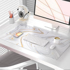 QIYI Large Mouse Pad, Cute Marble White Desk Mat, PU Leather Desk Protector - Image 2
