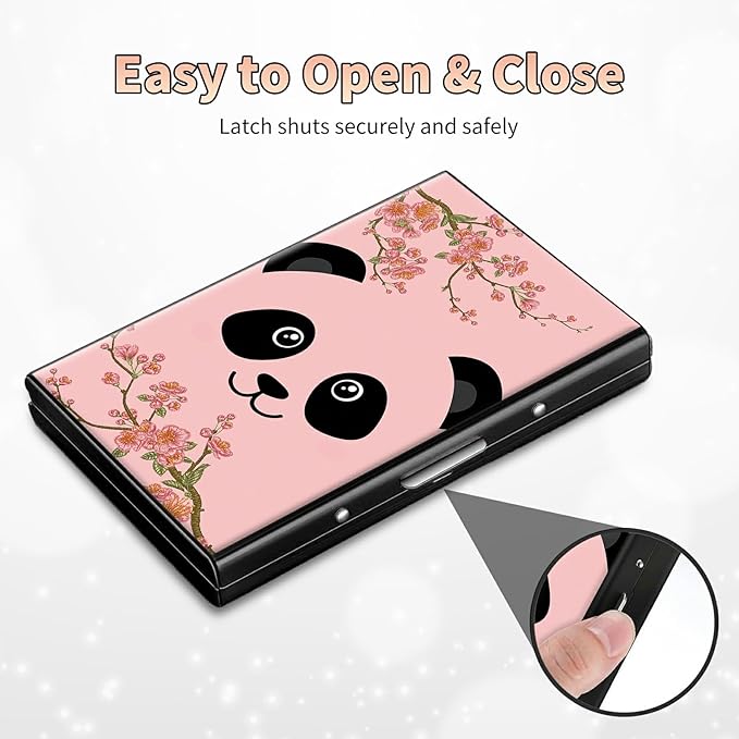 BWEGRHE Slim Credit Card Holder, Panda Sakura RFID Blocking Metal Wallet - Image 6