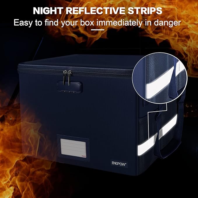 ENGPOW File Box with Lock, Fireproof Document Box with Pockets, Collapsible - Image 9