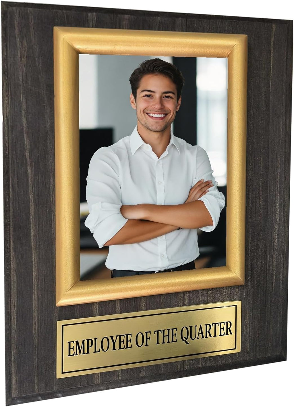 Employee of The Quarter Plaque Award Photo Plaque, Appreciation Plaque for Best Employee, 8"X10" Plaque Holds A 4"X6" Photo Wood Award Plaques for Home, Office or Business Decor