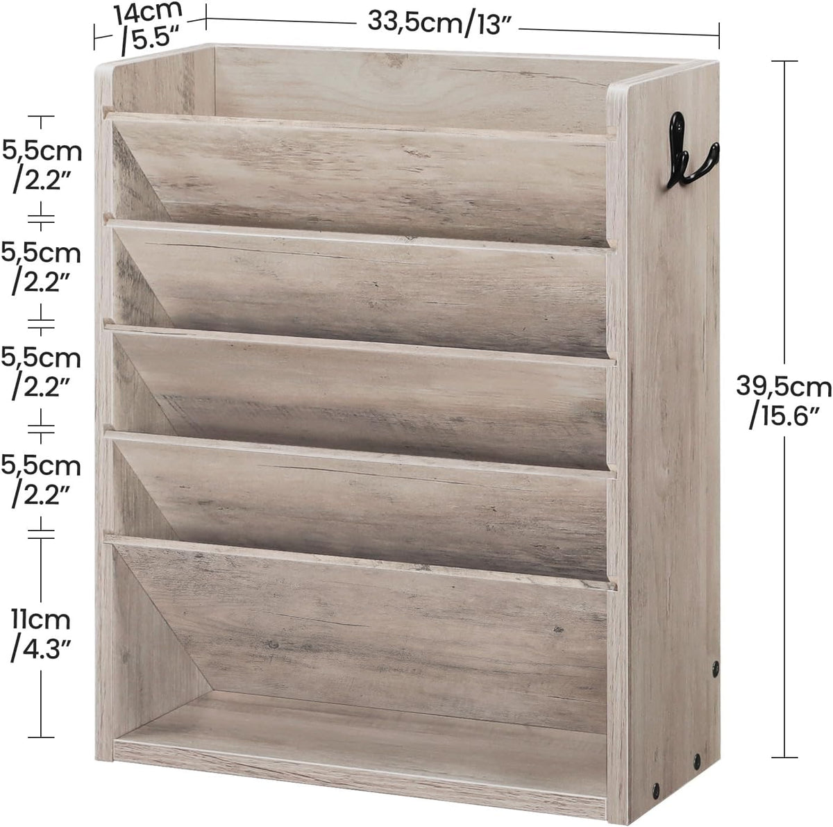 CHOEZON Wall File Organizer, 6-Tier Vertical Mount Hanging Holder with 2 Side...