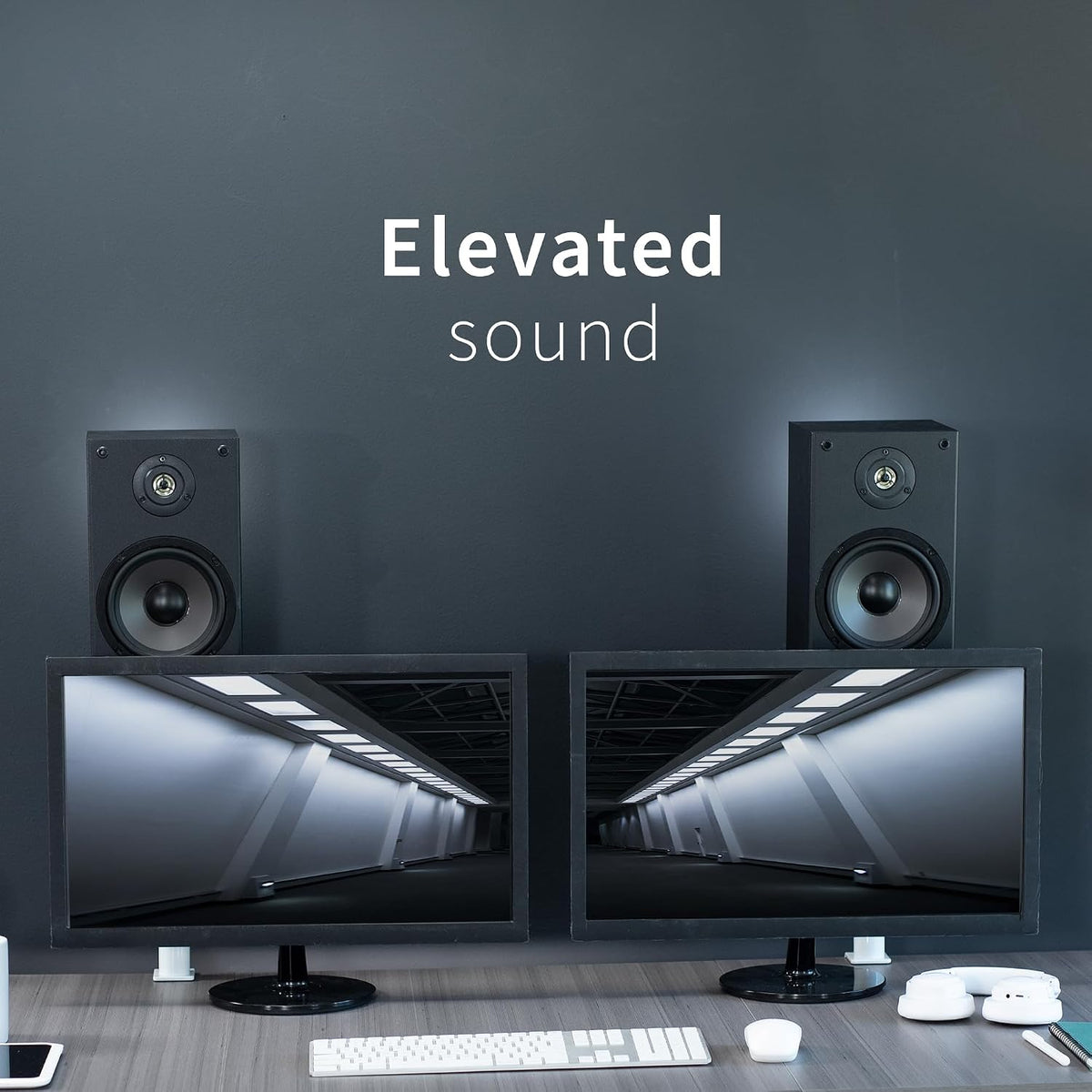VIVO White Clamp-on 10 x 9 in Speaker Stands, 2 Pack, MOUNT-SP01CW