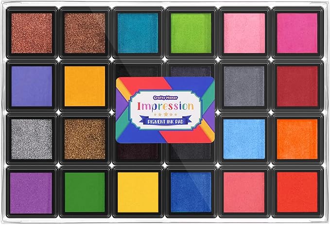 CraftyManor Mini 24 Color Pigment Ink Pads Set by CraftyManor