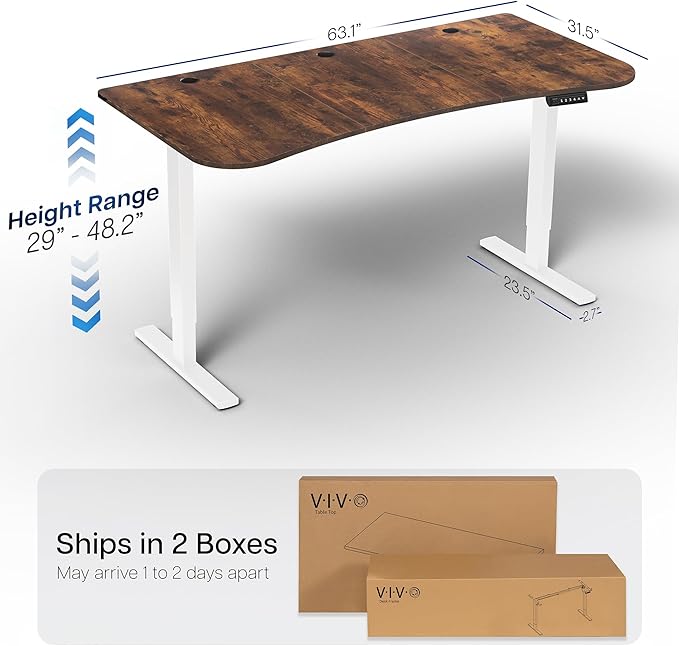 VIVO Electric 63 x 32 in Rustic Standing Desk, Memory Height Adjustment - Image 3