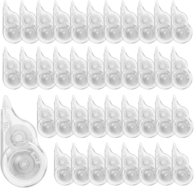 JEFURE 40 Pcs Correction Tape, 39.4 Ft White Wrong Out Tear-Resistant Bulk by JEFURE