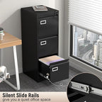 Lockable Vertical Metal File Cabinet 3 Drawer, Steel Filing Cabinet - Image 5