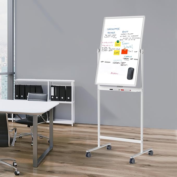 Rolling Whiteboard/w Height Adjustable, Mifuro 24 X 36 Large Portable Dry Erase - Image 2