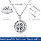 Compass Necklace for Women Men 925 Sterling Silver Pendant Urn Necklaces for - Image 3
