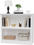 blini 2-Shelf White Bookcase Wooden Bookshelves 33in Wide Floor Standing by blini