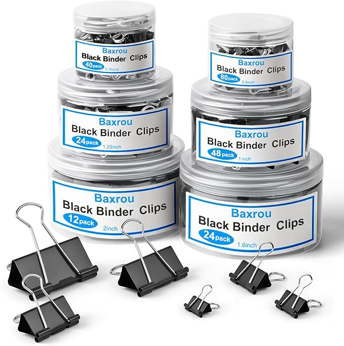 228 PCS Binder Clips Paper Clamps Assorted Sizes, Extra Large Medium Small Mini by Baxrou