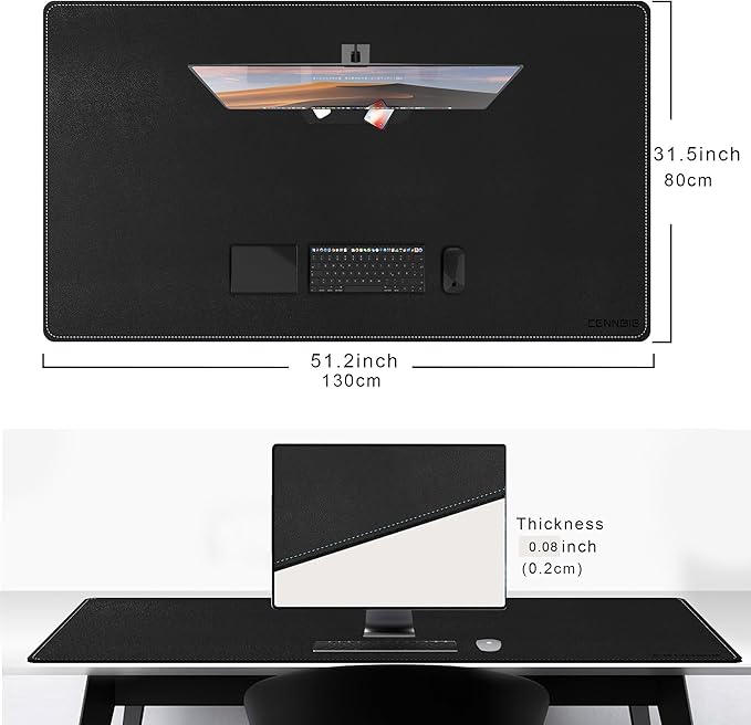CENNBIE Leather Desk Pad, 51.2" x 31.4" Extra Large Leather Desk Mat Blotter - Image 2