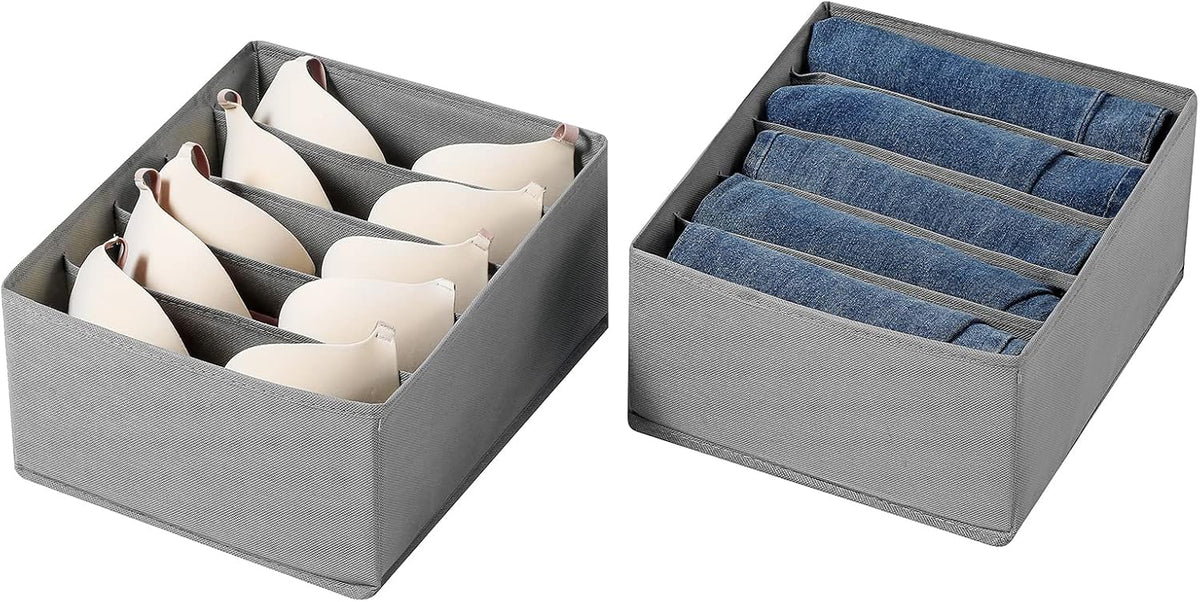 Jeans Drawer Organizers for Clothing, 5 Compartment Wardrobe Storage Box, Was...
