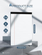 Note Pads 5x8 for Work White Legal Pads 5x8 College Ruled Legal Notepads Lined - Image 2