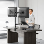 dual monitor stand and laptop mount, fits 32", view 9