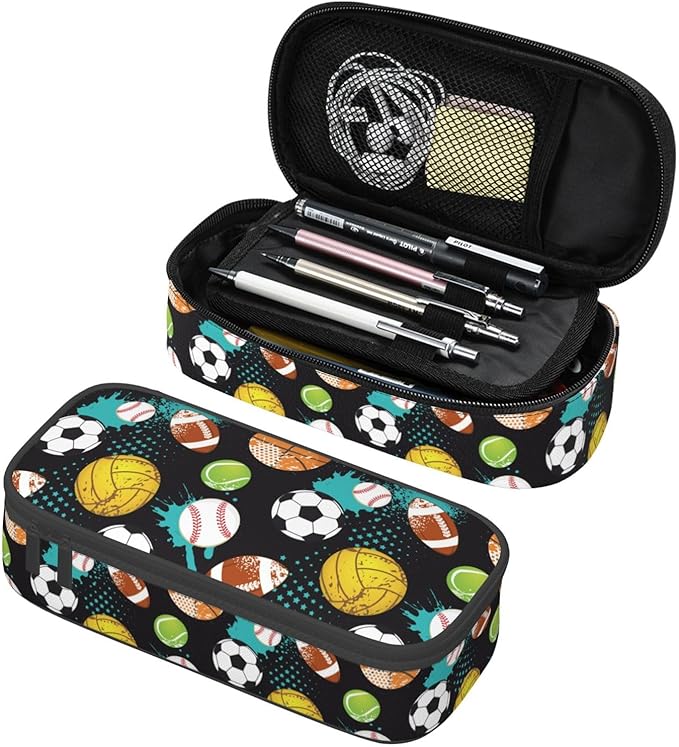 Sport Cool Ball Pattern Pencil Case Big Capacity Storage Pencil Pouch by HKHEHOP
