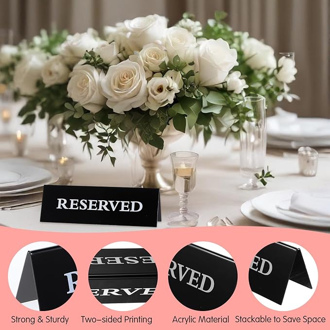 14 Pcs Reserved Table Signs, Reserved Table Signs Acrylic Reserved Table Tent - Image 4