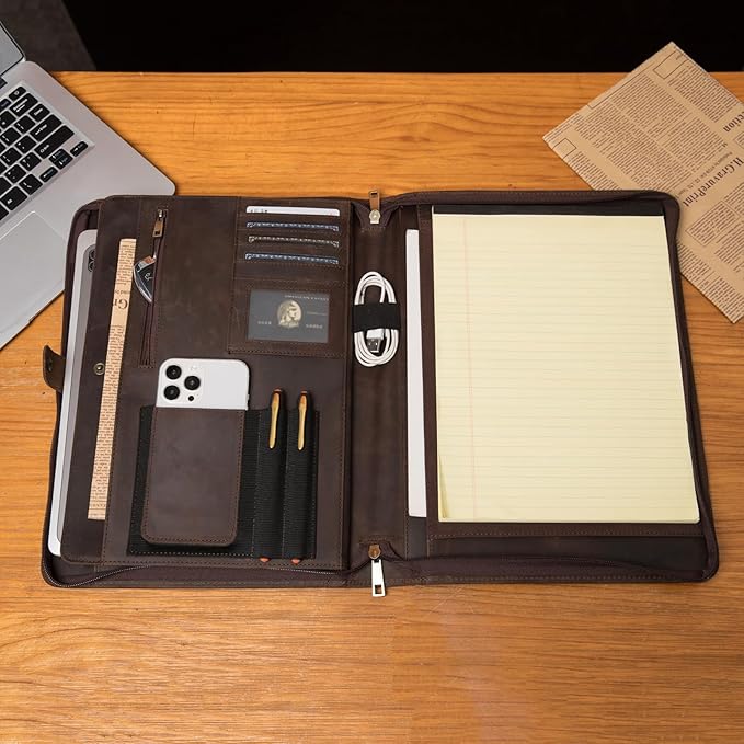 Geslun Genuine Leather Portfolio, Legal Size 8.5 x 14 Pad Holder, Business - Image 6