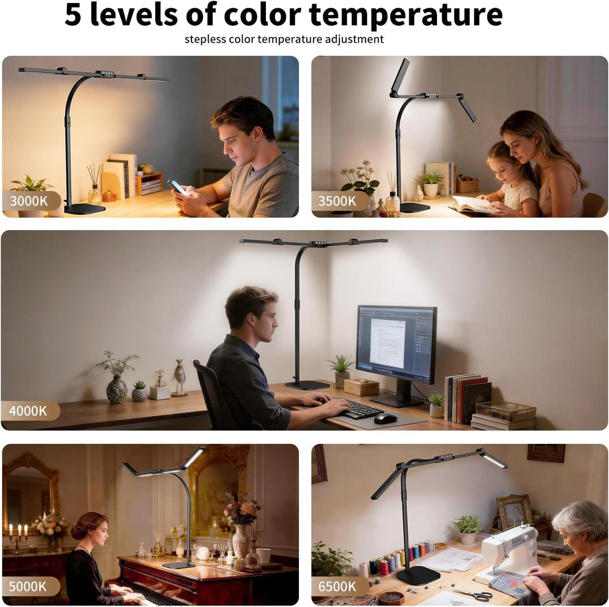 omorepa 4 light bar design goose-neck desk lamp, package contents