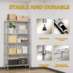 M MZG 1250 lbs 5 Tier Shelf Metal Storage Shelves Shelving Wire Rack Heavy Duty - Image 6