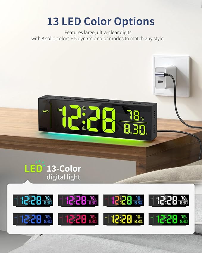 Digital Clock, Alarm Clock for Bedroom, Digital Wall Clocks for Classroom - Image 3