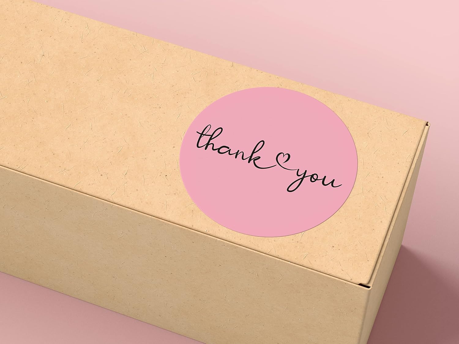 1.5 inches 500 Pink Thank You Stickers || Dispenser Box | Unique Desing Thank You Stickers Roll | Great for Thank You Cards, Wedding Favors, Birthday, Baby Shower, Mailing Bags.
