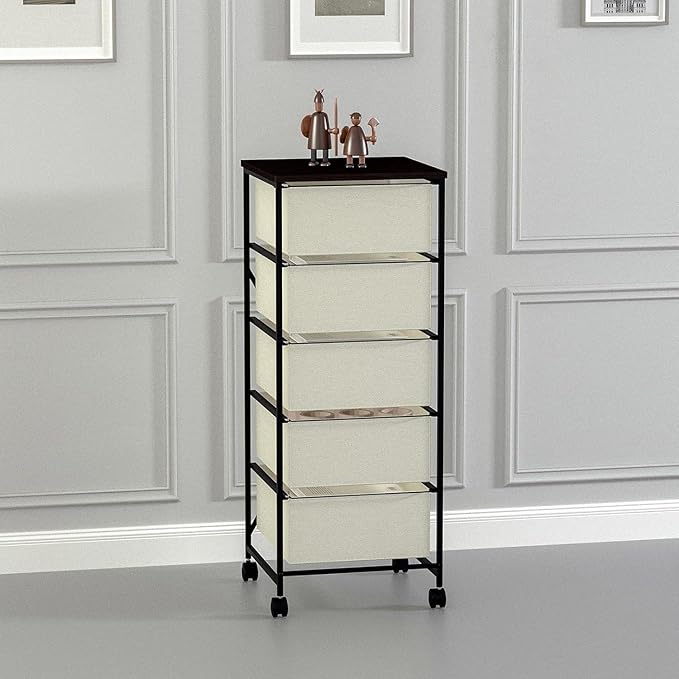 CASUNER Small Cabinet with Drawers Rolling 5 Drawer Mobile File Cabinet - Image 2