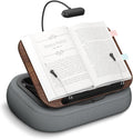 Lap Book Stand with Reading Light, Adjustable Book Holder Pillow for Bed & Couch, Hands-Free Reading Stand with Page Clips, Soft Lap Desk for Kindle, Tablet, Cookbook, Textbook Reading