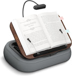 Lap Book Stand with Reading Light, Adjustable Book Holder Pillow for Bed & Couch, Hands-Free Reading Stand with Page Clips, Soft Lap Desk for Kindle, Tablet, Cookbook, Textbook Reading