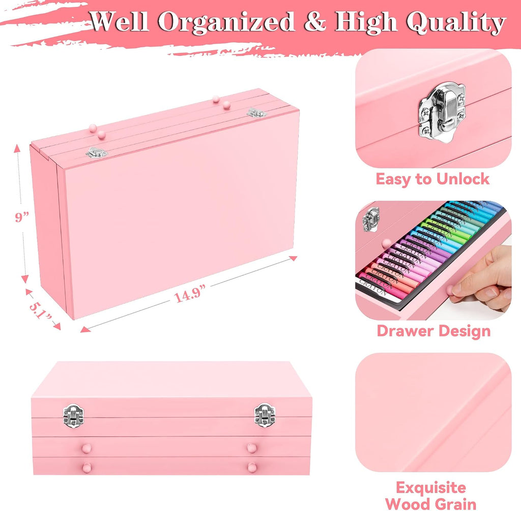 art supplies, 269 piece deluxe art set crafts on a desk or shelf
