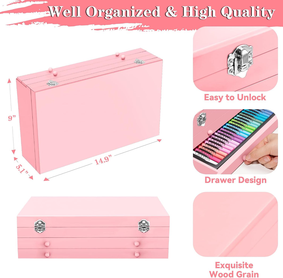 art supplies, 269 piece deluxe art set crafts on a desk or shelf