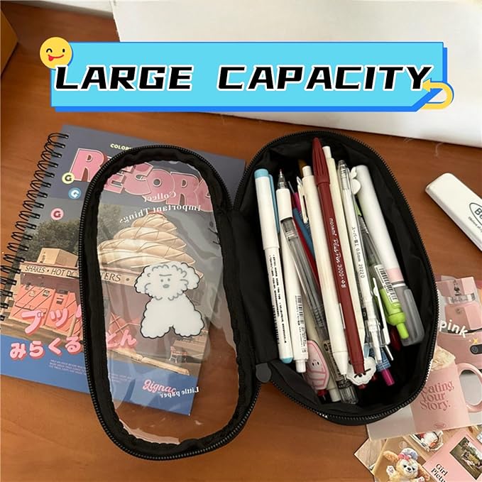 Cute Puppy Japanese Pencil Case Clear Case Large Capacity Canvas PVC Aesthetic - Image 2