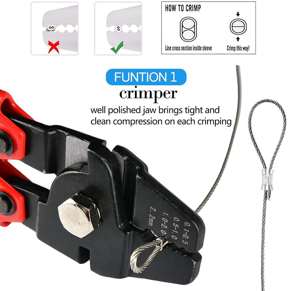Wire Rope Crimping Tool Kit, with 1/16-304 Stainless Steel Cable 165 ft (7x7 ...